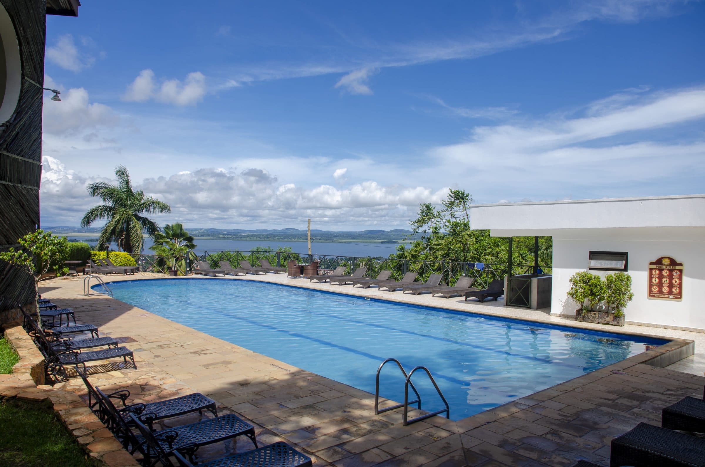 The swimming pool overlooking Kampala