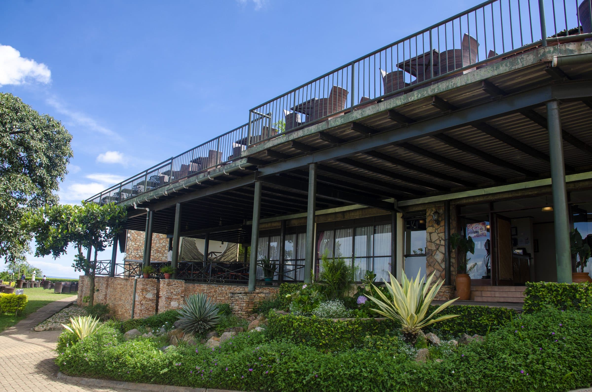 Cassia Lodge terrace and gardens on Buziga Hill